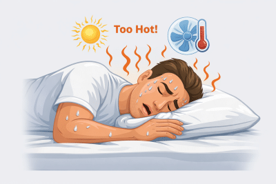 sleeping on a pillow that traps heat